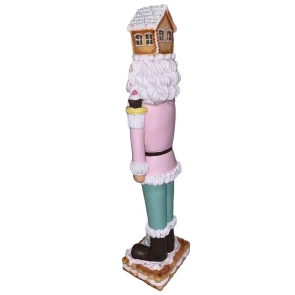 Christmas Pastel Pink Colonel 18" NUTCRACKER Cookie Icing Gingerbread House NEW - Picture 6 of 7